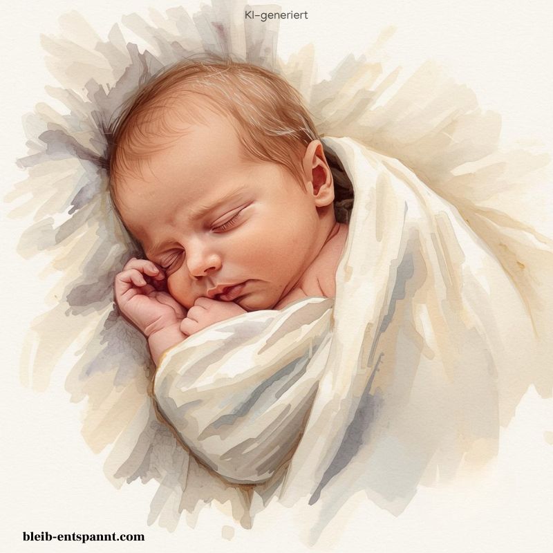 Das Titelbild des Beitrags über meine Schreibaby Zeit mit einem gezeichneten Baby, das schläft.