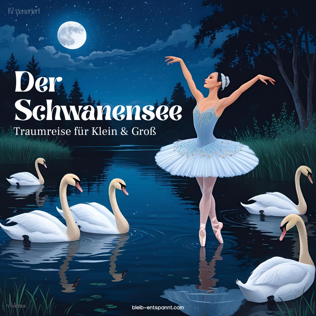 Das Cover dieser Ballettgeschichte mit Schwänen auf einem See und einer Ballerina + Titel: Der Schwanensee.