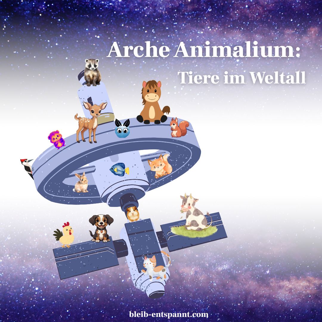 Das Cover der Traumreise über fantastische Tiere und ihre Abenteuer im Weltraum mit gezeichneten Tieren auf einen Raumstation im Weltall.